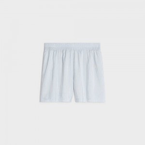 BLANC/BLEU CIEL Celine pyjama in striped silk Shorts | CL-592757