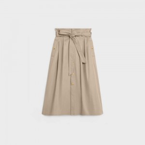 Beige Celine HIGH-WAISTED IN LIGHTWEIGHT GABARDINE Skirts | CL-592879