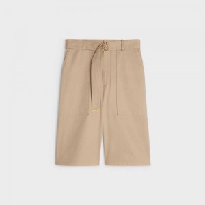 Beige Celine cargo in cotton gabardine Shorts | CL-592741