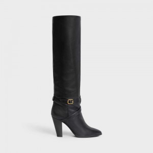 Black Celine HIGH SLOUCHY BUCKLE WILTERN in CALFSKIN Boots | CL-592517