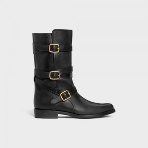 Black Celine LYRA TRIPLE BUCKLES in Calfskin Boots | CL-592500