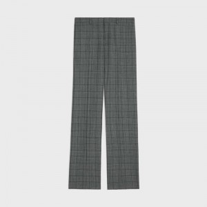 Black / Grey Celine straight in wool Trousers | CL-592010