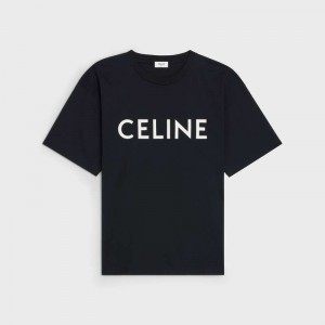 Black / white Celine LOOSE IN COTTON JERSEY T-shirts | CL-592137