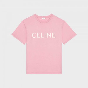 Blossom pink/ off white Celine LOOSE IN COTTON JERSEY T-shirts | CL-592794