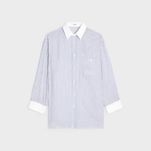 CRAIE/BLEU Celine oversized in striped silk Shirts | CL-592827