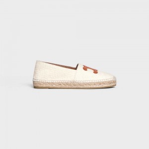 Cream Celine LES ESPADRILLES WITH TRIOMPHE SIGNATURE in TWEED & CALFSKIN Loafers | CL-592540