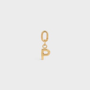 Gold Celine P CHARM in Brass Leather Goods Accessories | CL-592935