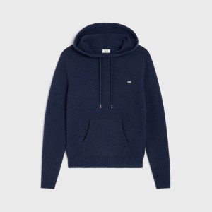 Navy Celine triomphe hooded in cashmere wool Sweatshirts | CL-592113