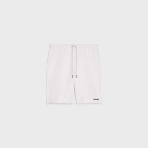 OFF WHITE / BLACK Celine embroidered in cotton fleece Shorts | CL-592076