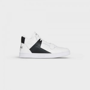 Optic White / Black Celine C02 TRAINER MID WITH SCRATCH in CALFSKIN Sneakers | CL-592542