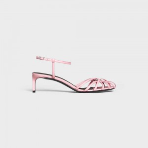 Pink Celine TRIOMPHE in KIDSKIN SILVER FINISHING Sandals | CL-592603