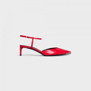 Pop Red Celine KITTEN WITH METAL TOE in KIDSKIN Pumps | CL-592566