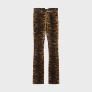 Raw Wash Celine dylan flared jeans in tiger-print corduroy Pants | CL-592045