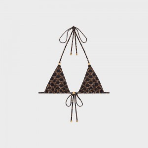 Toffee / Brown Celine triomphe triangle in matte jersey Lingerie | CL-592765