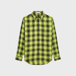 Yellow Celine oversized in checked wool Shirts | CL-592157