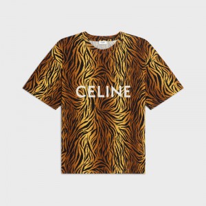 tigre / white Celine LOOSE IN JERSEY T-shirts | CL-592134