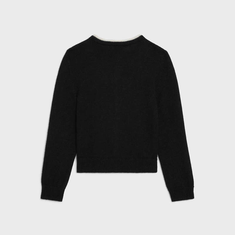 BLACK/ECRU Celine cardigan with bow in alpaca Knitwear | CL-592083