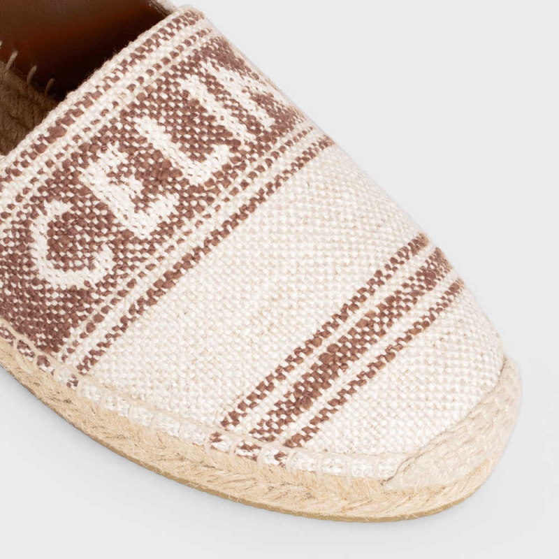 Beige/Brown Celine FLAT ESPADRILLE with celine SIGNATURE in CANVAS Loafers | CL-592539