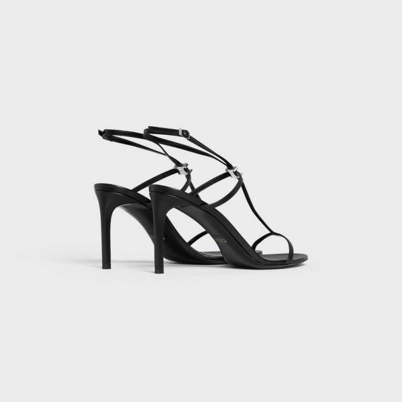 Black Celine BAR TRIOMPHE in CALFSKIN Sandals | CL-592598