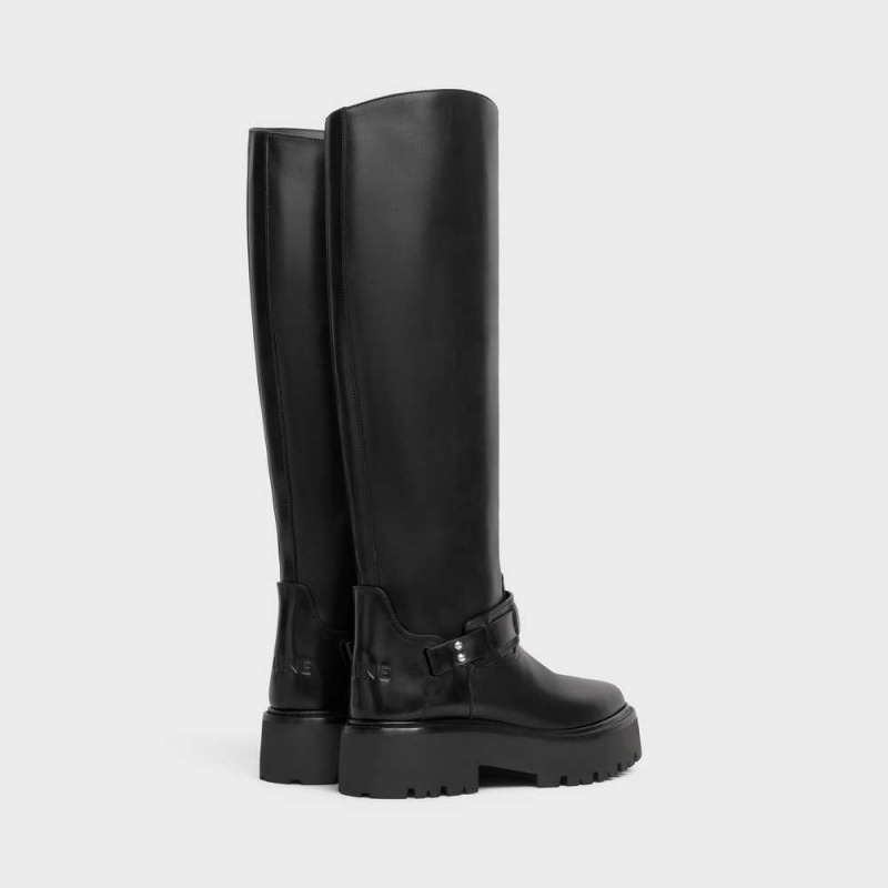 Black Celine BULKY HIGH WITH HARNESS in Calfskin Boots | CL-592513