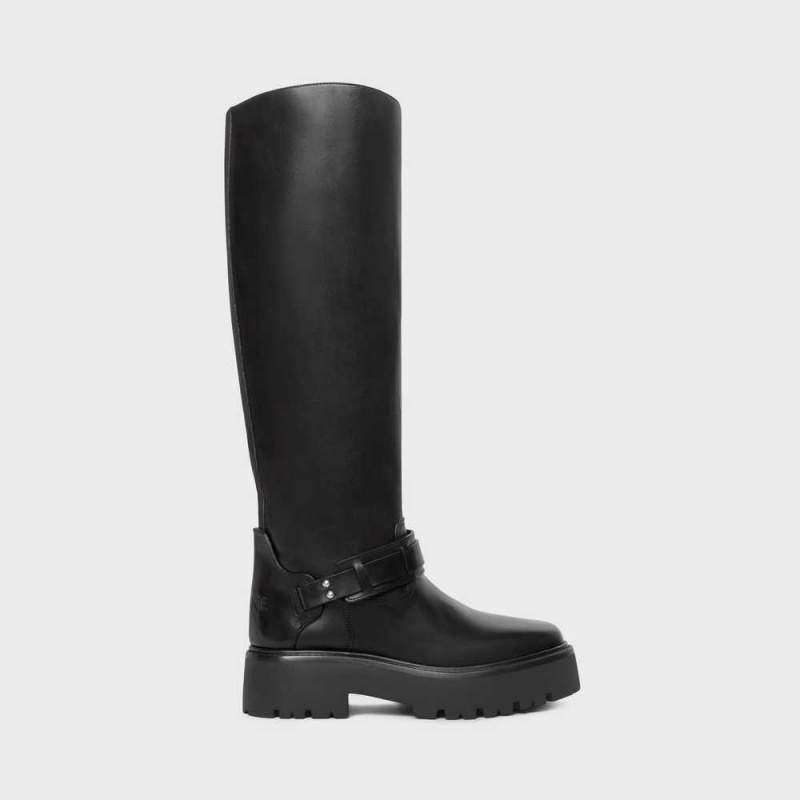 Black Celine BULKY HIGH WITH HARNESS in Calfskin Boots | CL-592513