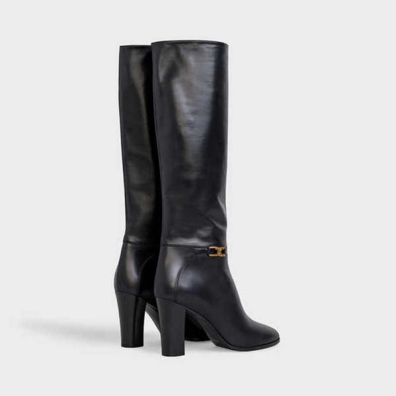 Black Celine Claude in Calfskin Boots | CL-592494