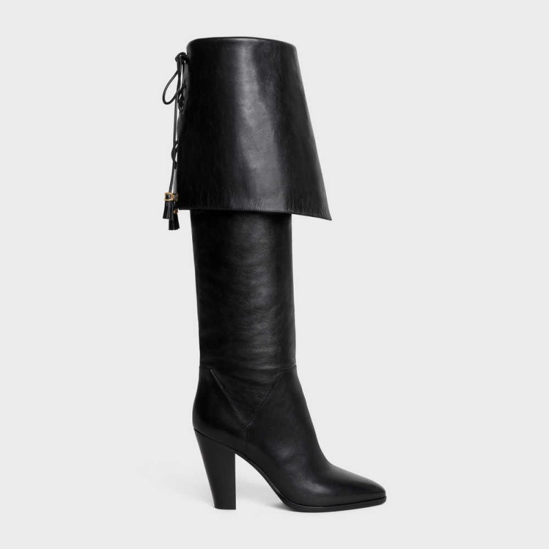 Black Celine LA MOUSQUETAIRE HIGH WILTERN in CALFSKIN Boots | CL-592520