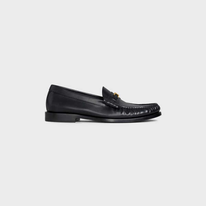 Black Celine LUCO TRIOMPHE in Polished Calfskin Loafers | CL-592526