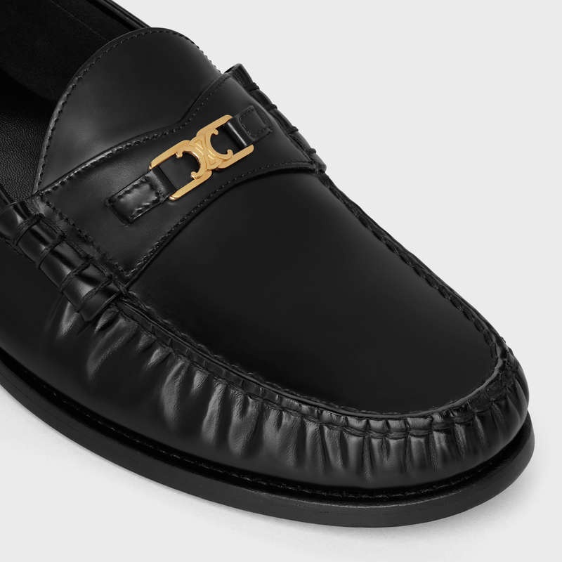 Black Celine LUCO Triomphe in POLISHED BULLSKIN Loafers | CL-591884