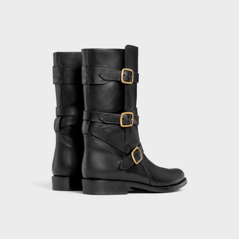 Black Celine LYRA TRIPLE BUCKLES in Calfskin Boots | CL-592500