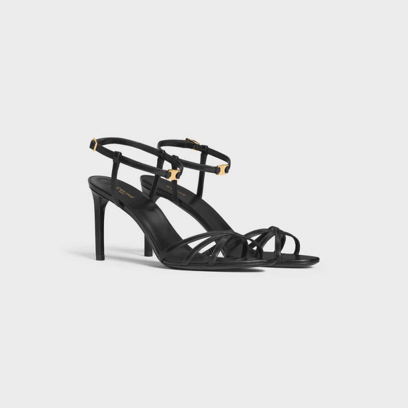 Black Celine SOIR in LAMBSKIN Sandals | CL-592596