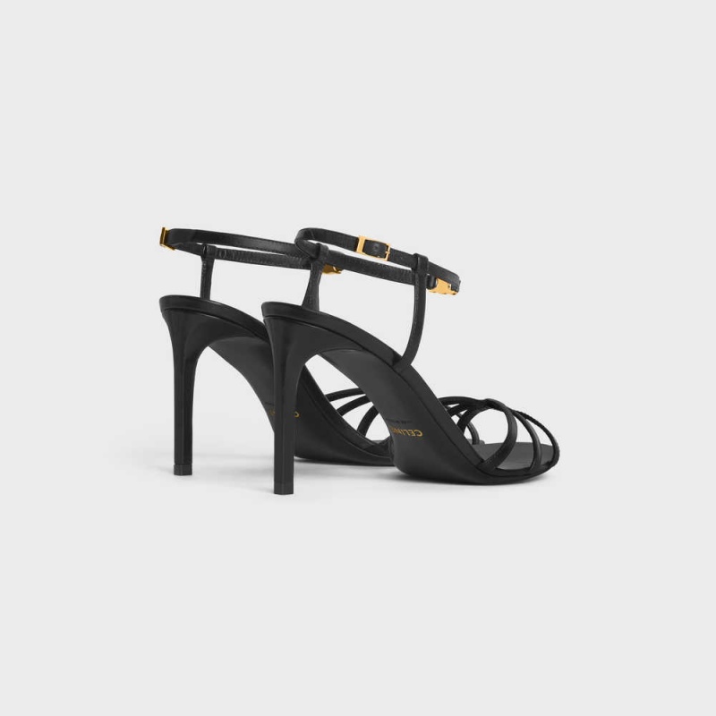 Black Celine SOIR in LAMBSKIN Sandals | CL-592596