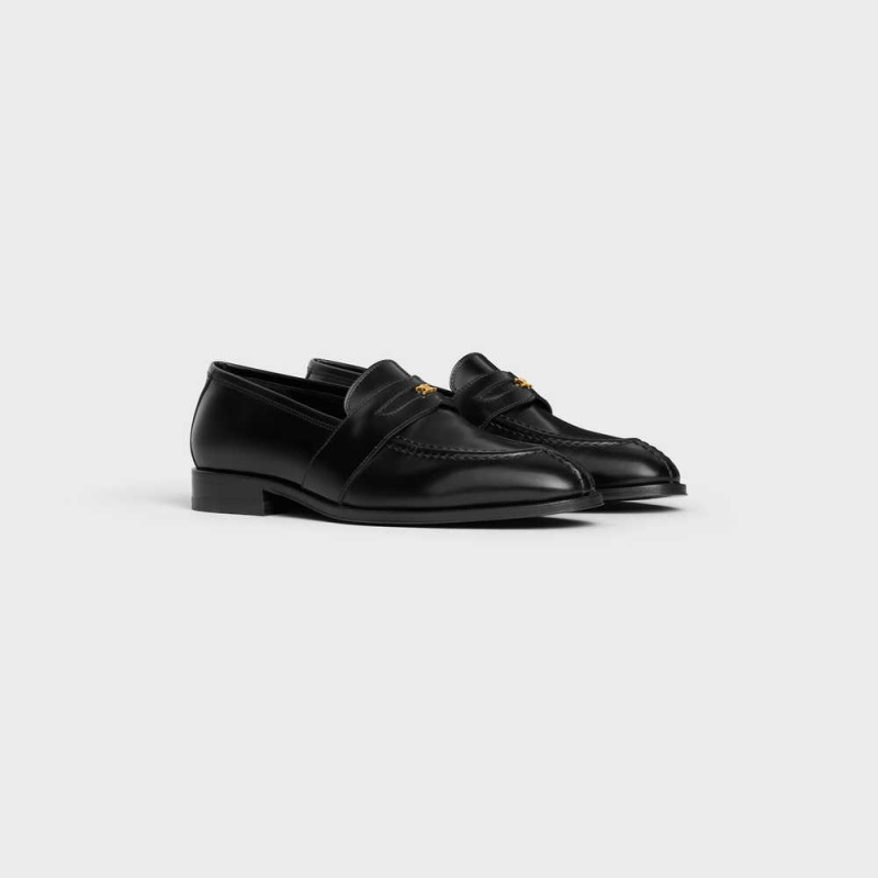 Black Celine TRIOMPHE MALAQUAIS in POLISHED BULLSKIN Loafers | CL-592530