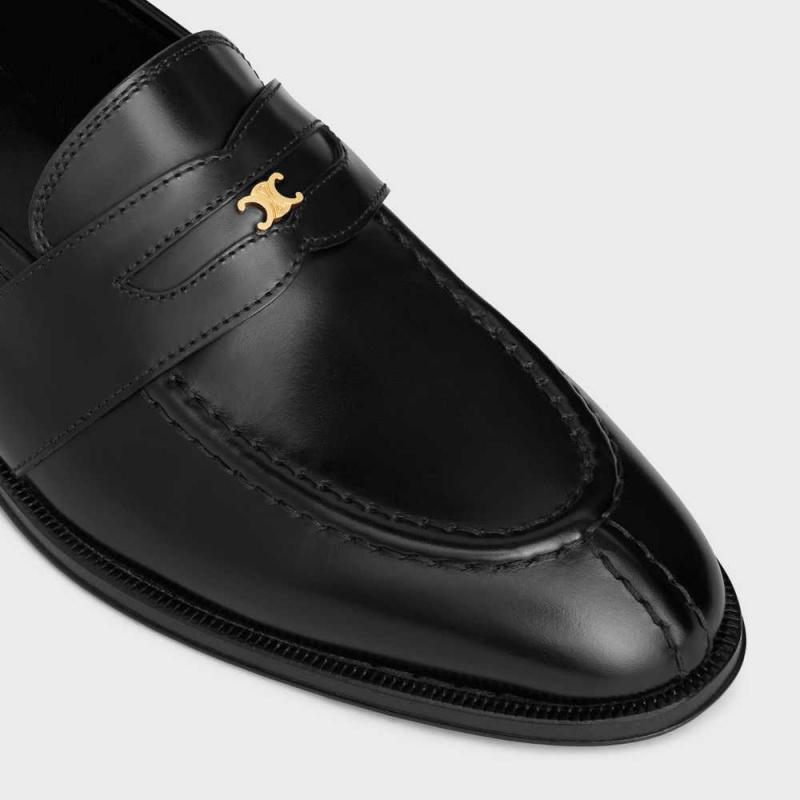 Black Celine TRIOMPHE MALAQUAIS in POLISHED BULLSKIN Loafers | CL-592530