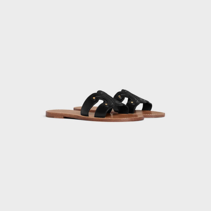 Black Celine TRIOMPHE MULE in CALFSKIN Sandals | CL-592582