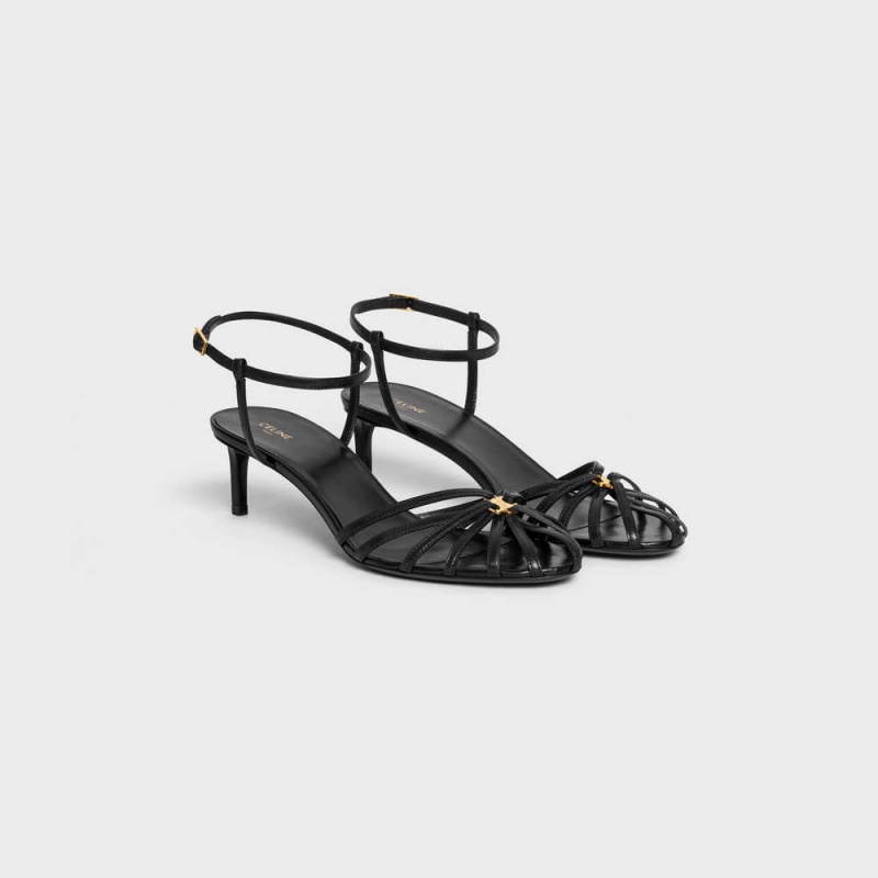 Black Celine TRIOMPHE in LAMBSKIN Sandals | CL-592601