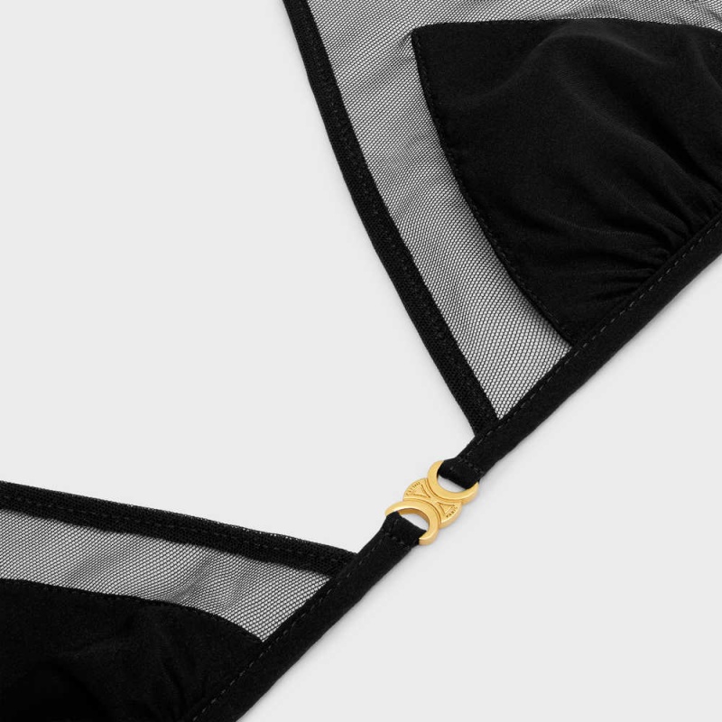 Black Celine Triangle bra in silk georgette Lingerie | CL-592759