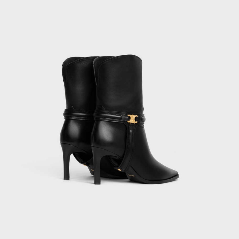 Black Celine VERNEUIL TRIOMPHE HARNESS LOW in Calfskin Boots | CL-592491