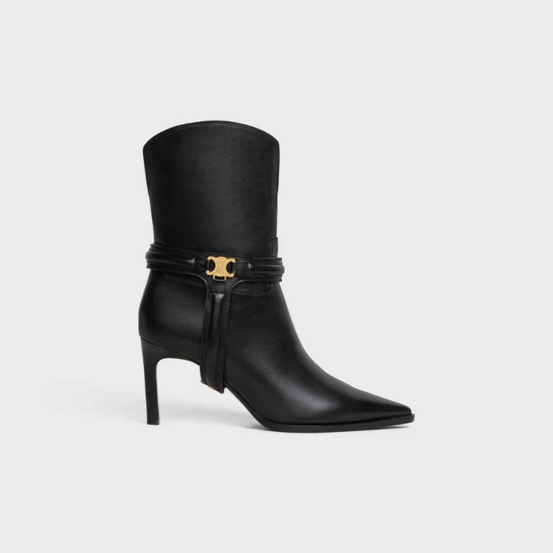 Black Celine VERNEUIL TRIOMPHE HARNESS LOW in Calfskin Boots | CL-592491