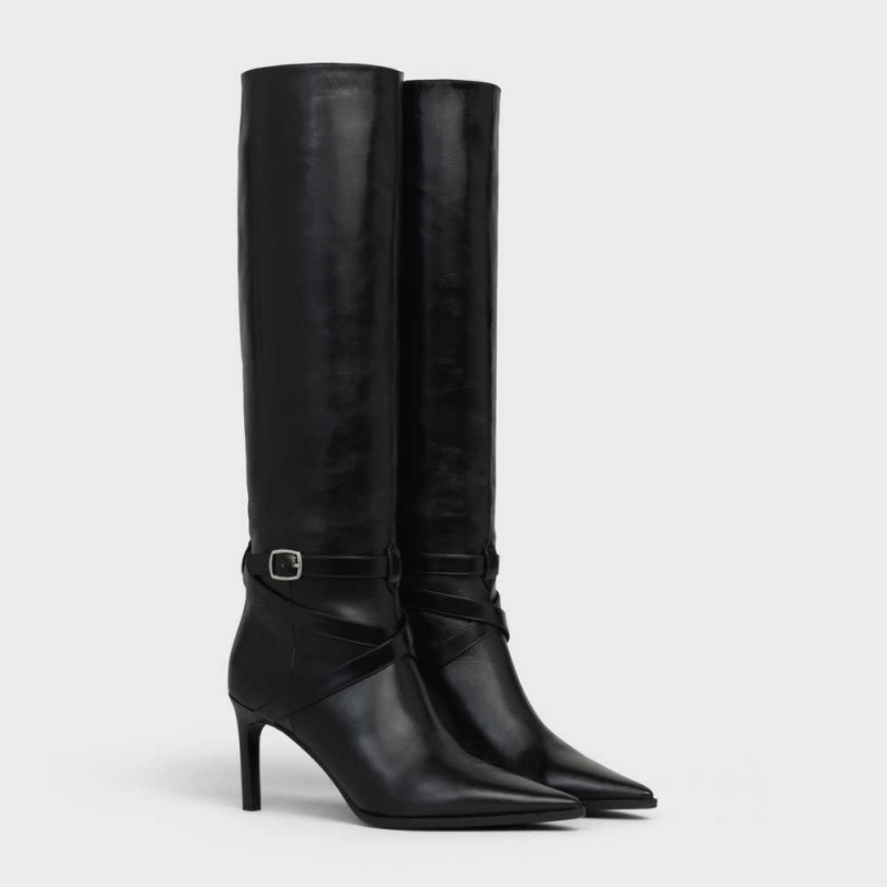 Black Celine Verneuil high in Calfskin Boots | CL-592518