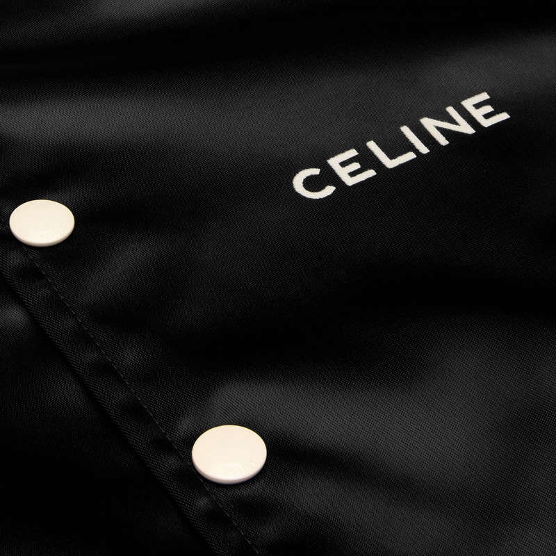 Black Celine embroidered teddy in satin-finish nylon Blousons | CL-591941