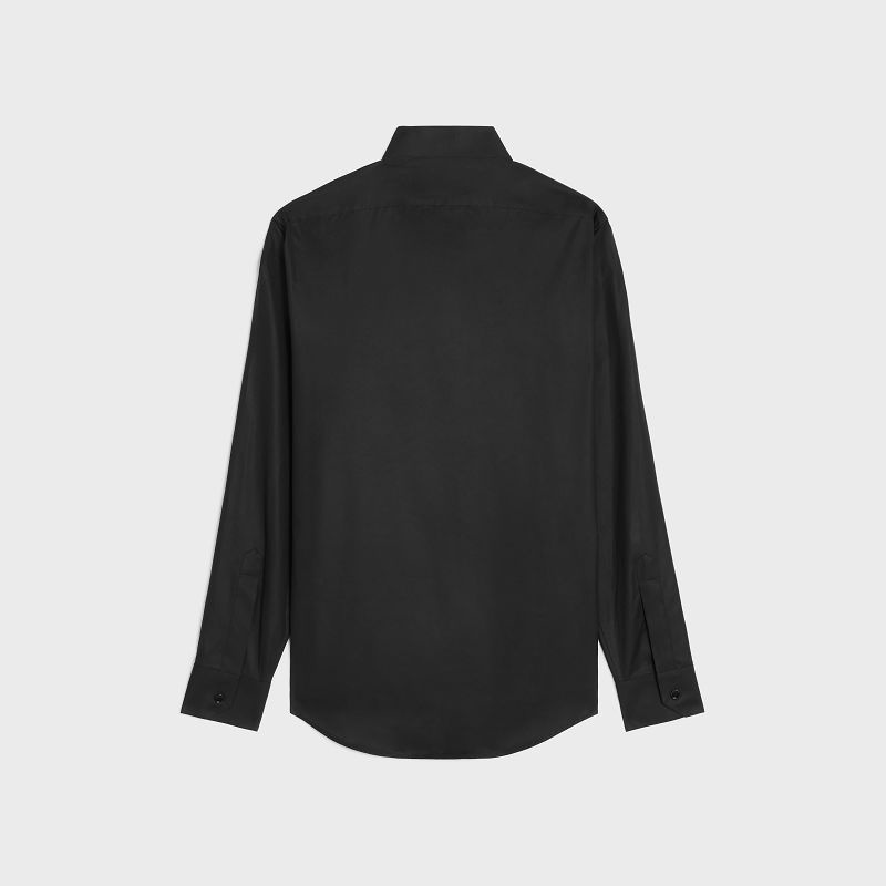 Black Celine loose with inverted collar in cotton poplin Shirts | CL-592165