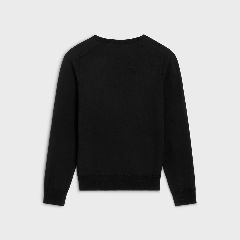 Black Celine triomphe V-neck in wool Knitwear | CL-592095