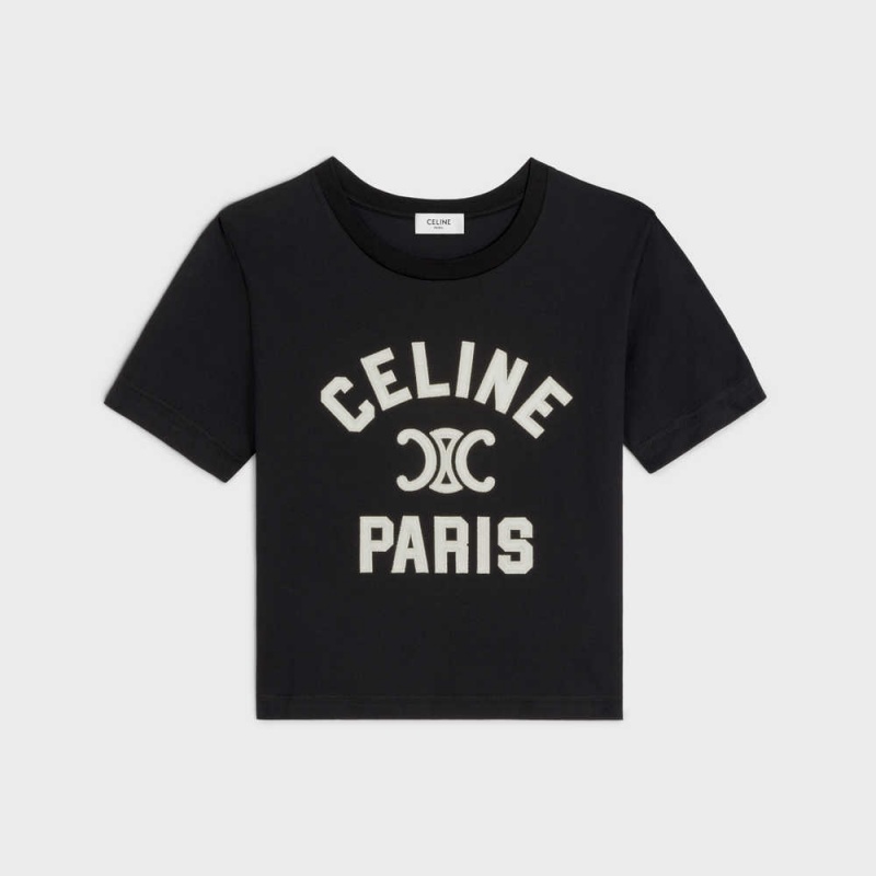 Black / white Celine Paris boxy in cotton jersey T-shirts | CL-592787