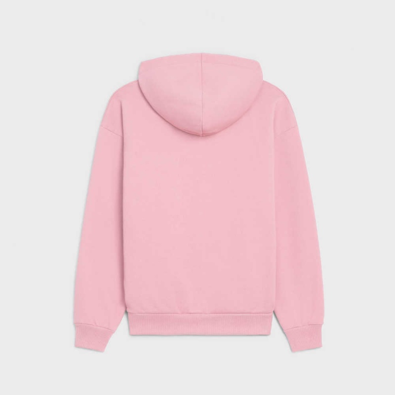 Blossom pink/ off white Celine Loose hoodie in Cotton fleece Sweatshirts | CL-592806