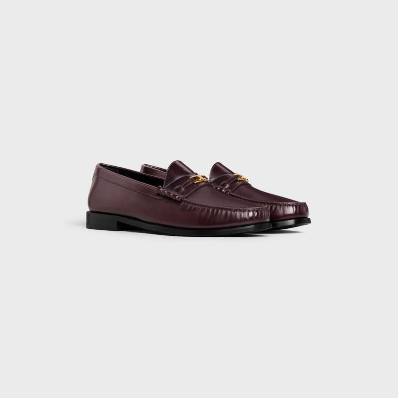 Burgundy Celine LUCO Triomphe in POLISHED BULLSKIN Loafers | CL-591885