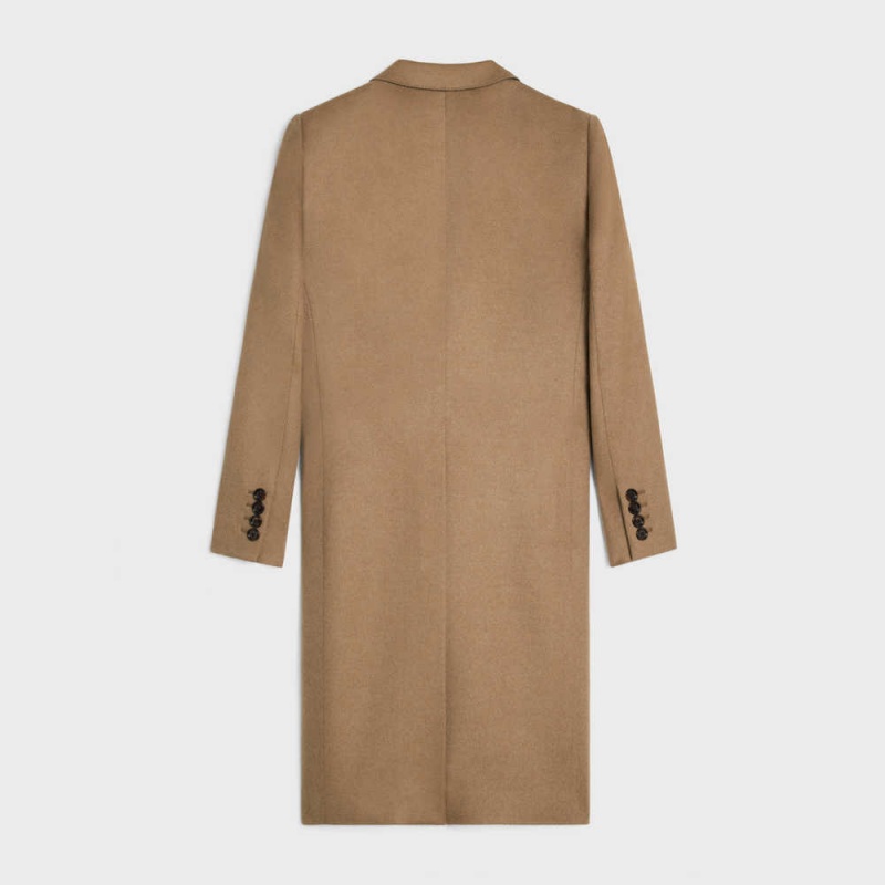 CAMEL/GRIS Celine Chesterfield in brushed cashmere Coats | CL-592624