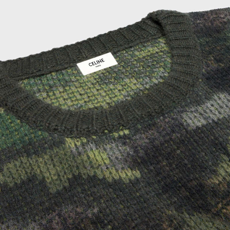 CAMOUFLAGE Celine boxy cropped in camouflage wool Knitwear | CL-592105