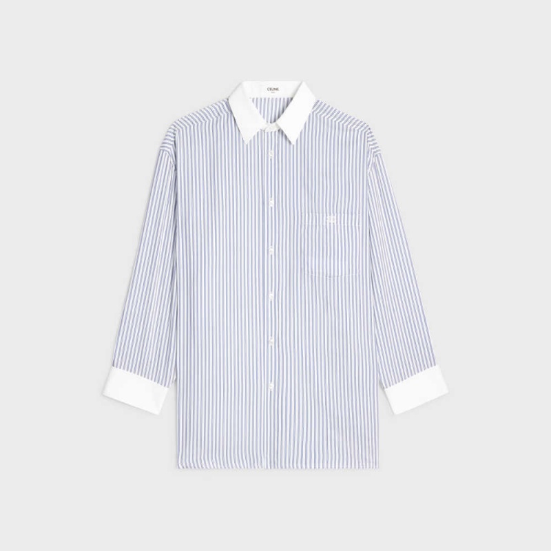 CRAIE/BLEU Celine oversized in striped silk Shirts | CL-592827