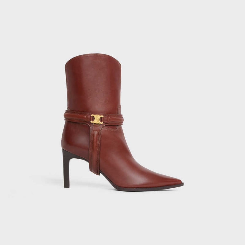 Caramel Celine VERNEUIL TRIOMPHE HARNESS LOW in Calfskin Boots | CL-592492